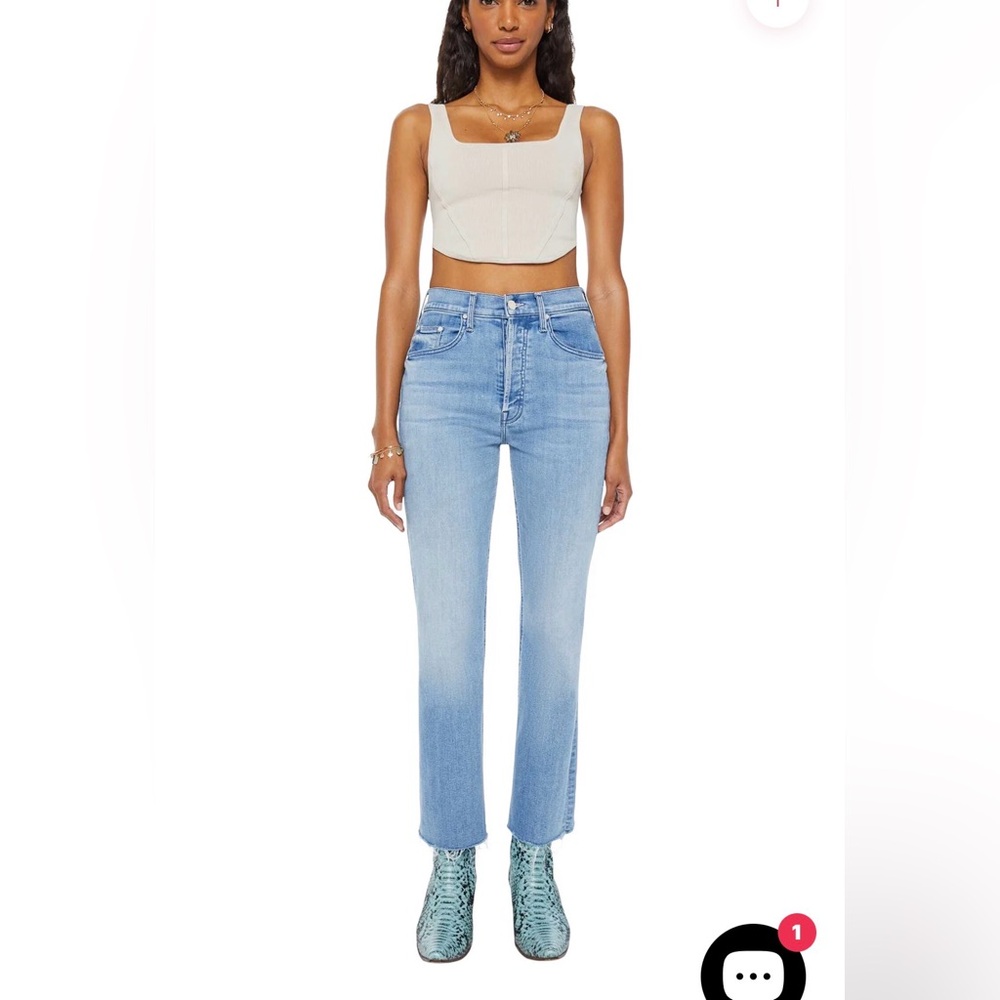 MOTHER Light Blue High-Rise Straight Jeans